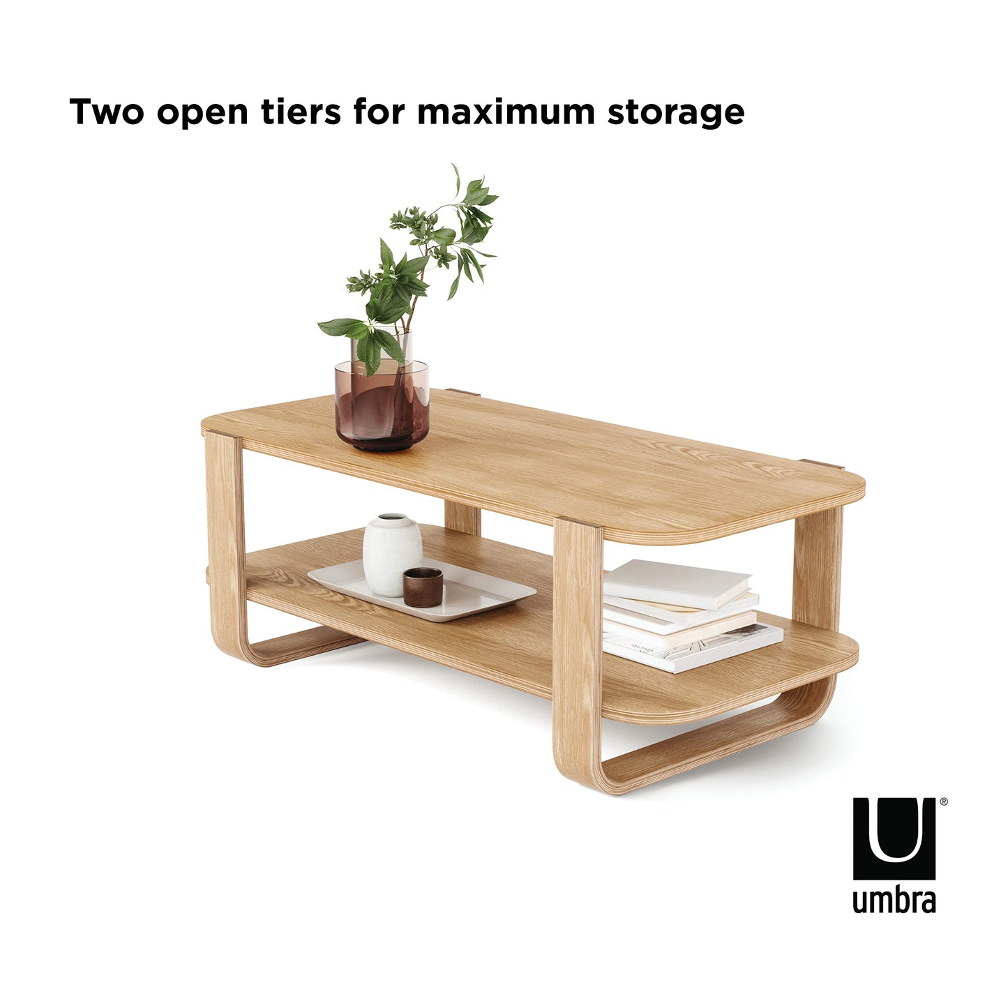 Umbra Bellwood Coffee Table with Storage, Natural