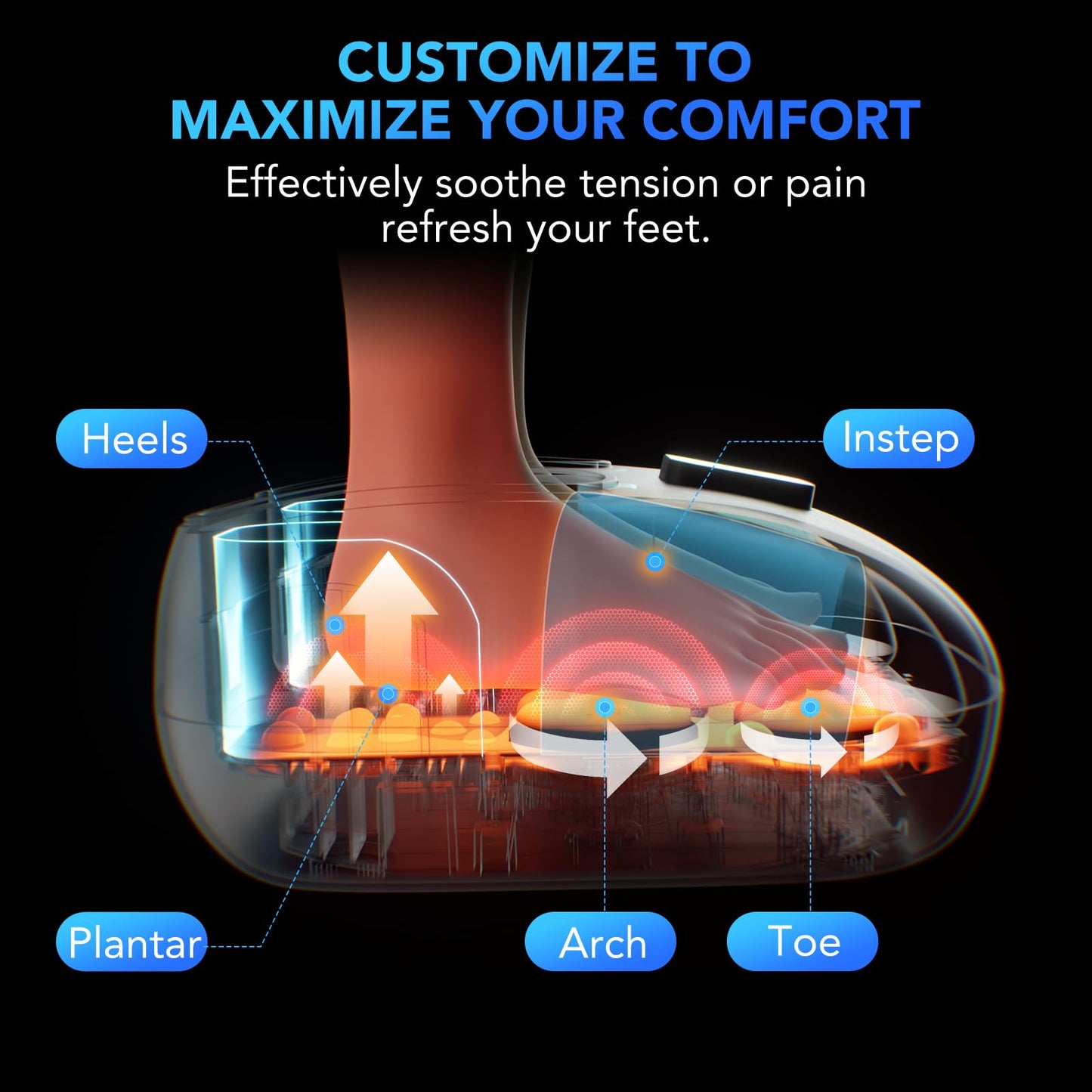 SKG YS100 Shiatsu Foot Massager with Heat and Remote, Feet Massager with 3 Air Compression Modes, for Plantar Fasciitis and Neuropathy, Fits up to Size 13 for Men Women