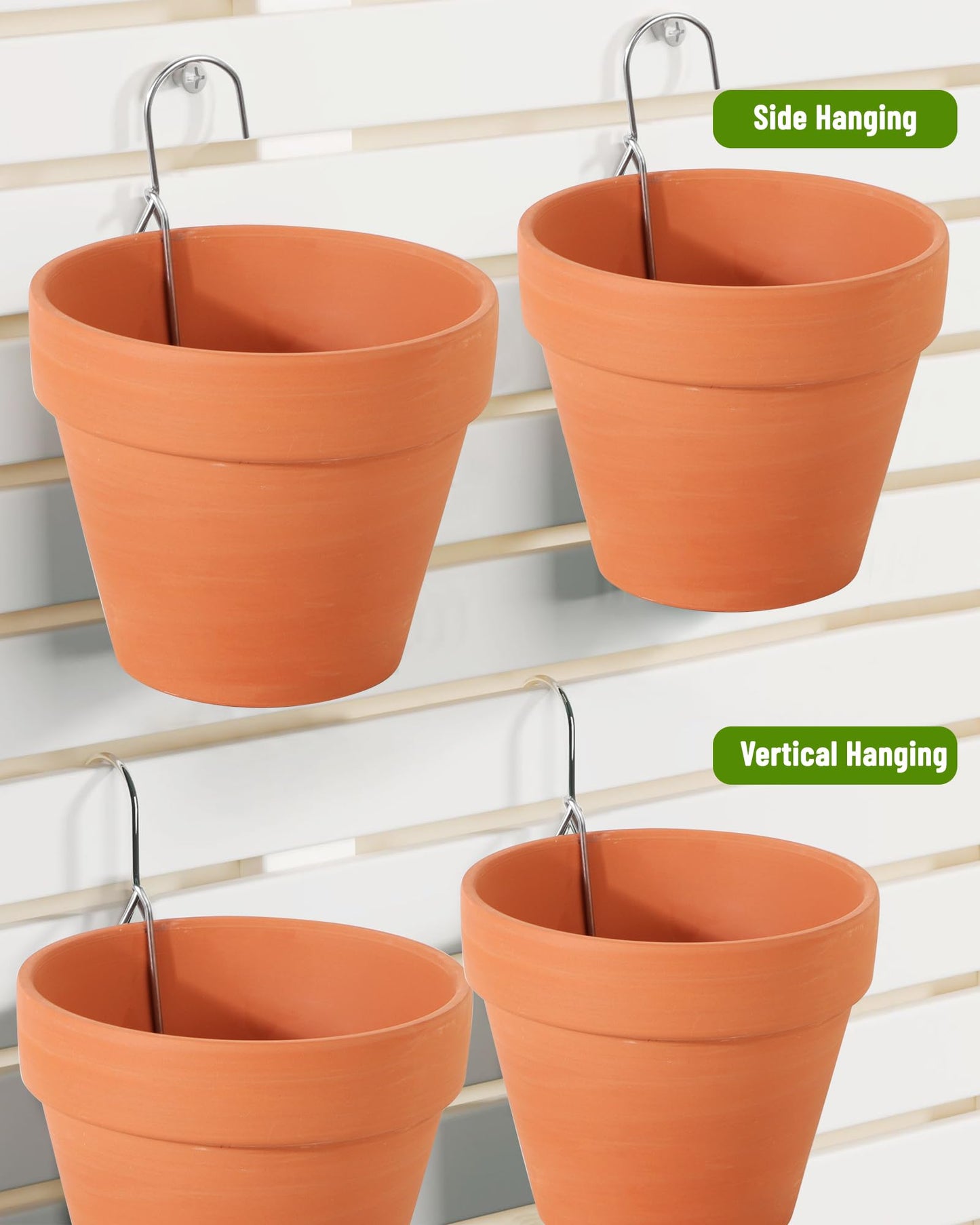 20 Packs Terracotta Pots Hanger Hooks,Sturdy Thick Stainless Steel Plant Hanger,Flower Pot Holders for Clay Pots,Wall and Fence Mounted Plant Hanging Holder for Terra Cotta Pot(Vertical Hang,20Pack)