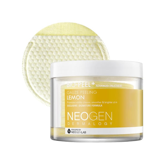DERMALOGY by NEOGENLAB Bio-Peel Gauze Peeling Lemon - 2-in-1 Physical + AHA Exfoliating Pads with Lemon, Lemongrass & Vitamin C for Smoother, Even-Looking, Glowing Skin, Korean Skin Care 30 Count