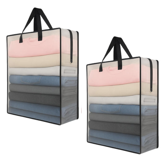2 Pack Clear Storage Bags with Zipper and Handles – Blanket Bags for Closet Storage, Moving & College Packing – Underbed Organizer for Clothes, Pillows, Bedding, Christmas Wreaths