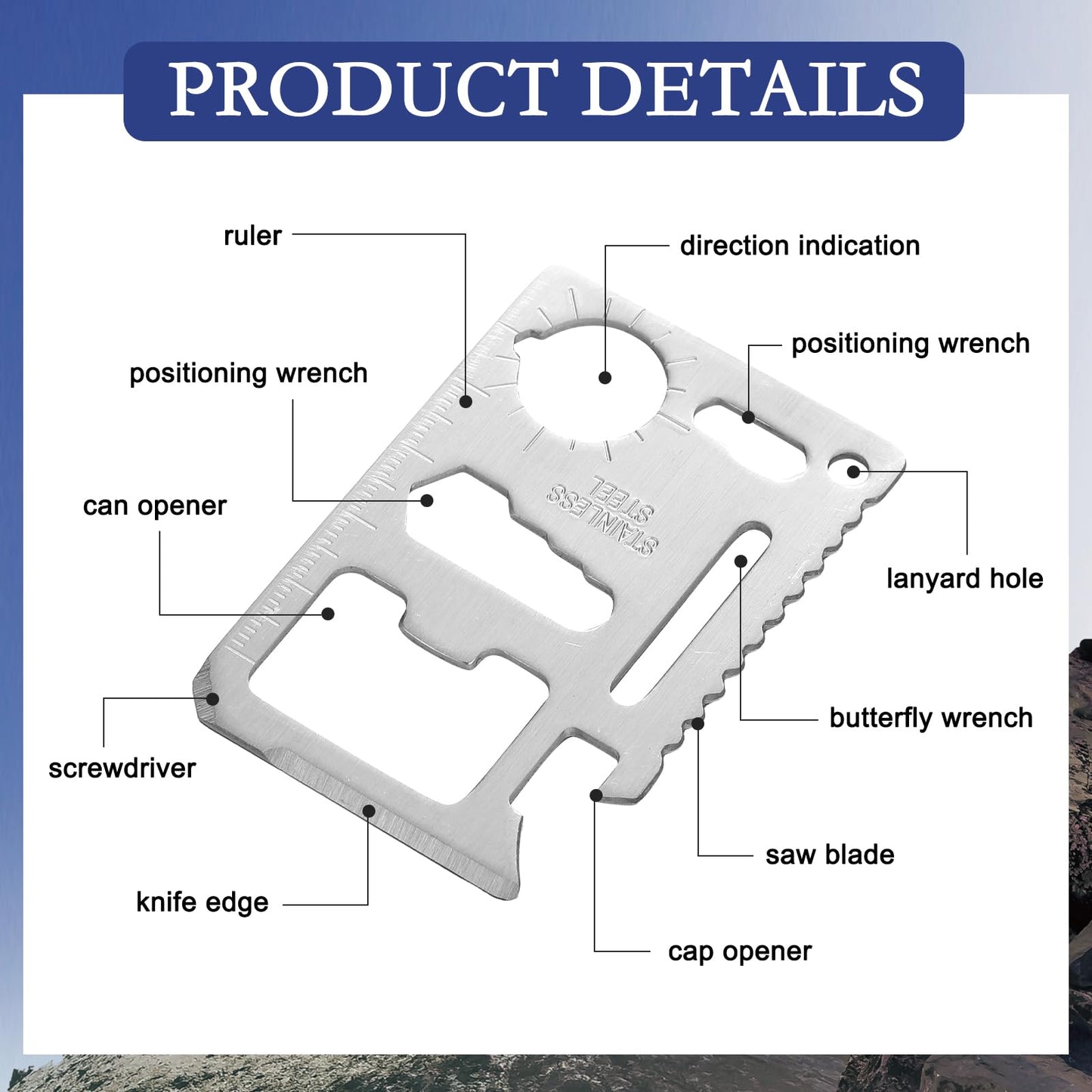 PullCrease 10 Pcs Man of God 11 in 1 Stainless Steel Credit Card Multitool Father's Day Gifts Survival Wallet Tool Bible Verse Ephesians 6: 10-11 Pocket Tool Set for Men Church Prizes Party Favor