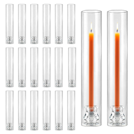 20 Pack Glass Hurricane Candle Holders 12.6" Open Ended Candlestick Holder Tubes Clear Bottomless Cylinders Suitable Taper LED Candles for Wedding Party Christmas Table Centerpiece Decor