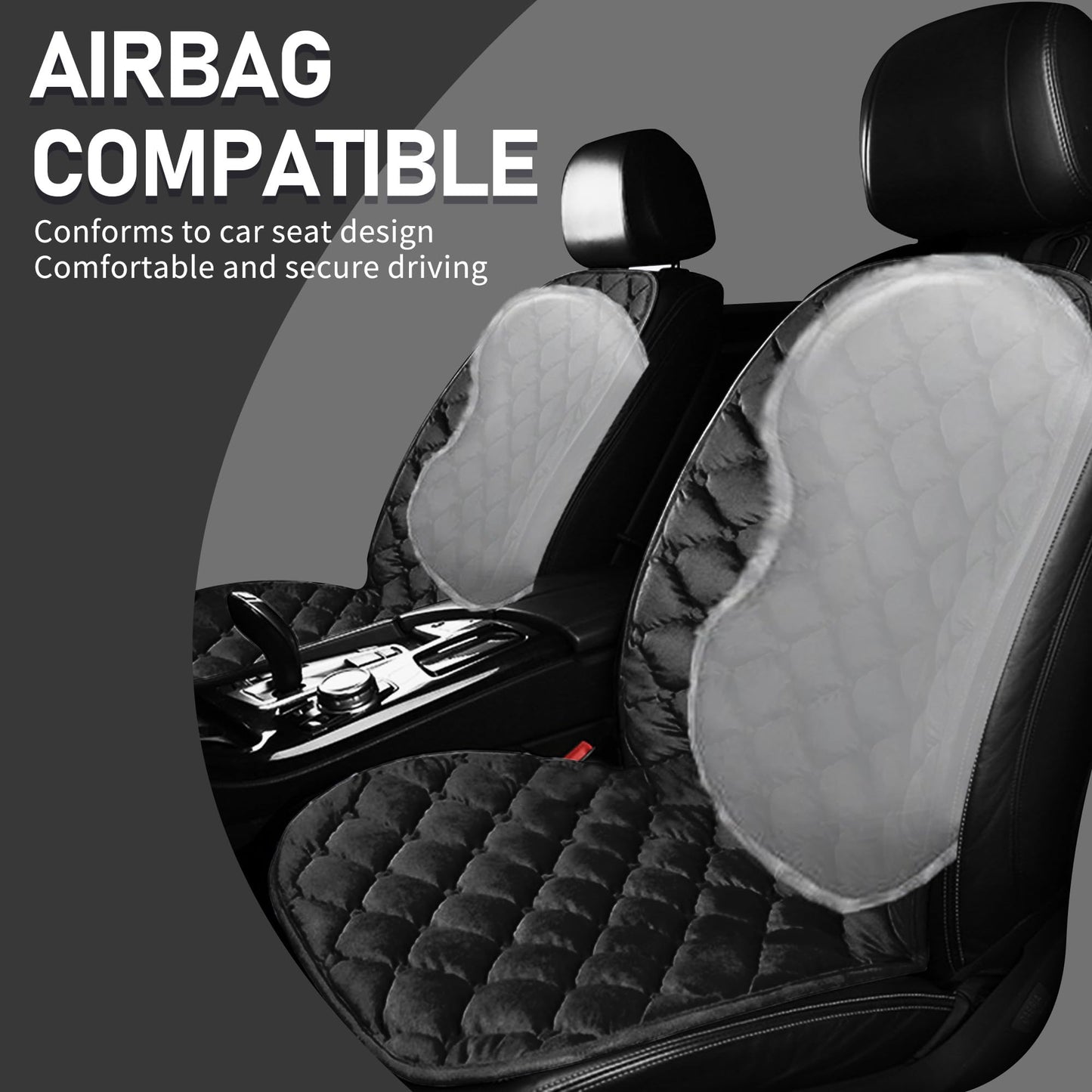Fioqe Driver&Passenger Side Seat Cushion for Full Back-Black