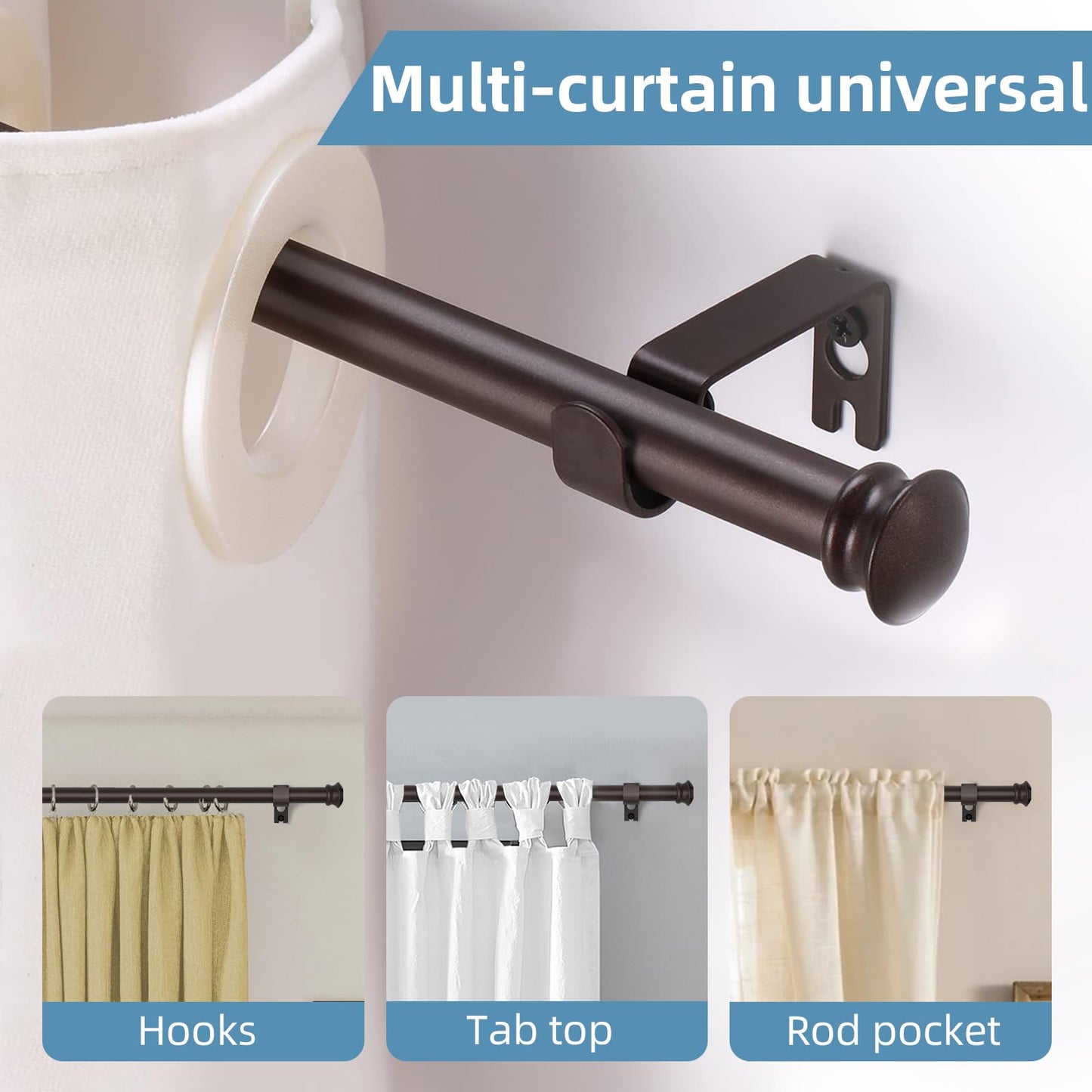 CorkLatta Bronze Curtain Rods for Windows 30 or 45 Inches with Brackets,Decorative 5/8 Inch Diameter Small Window Curtain Rod Set for Bedroom, Room Divider, Living Room, Kitchen, Bathroom