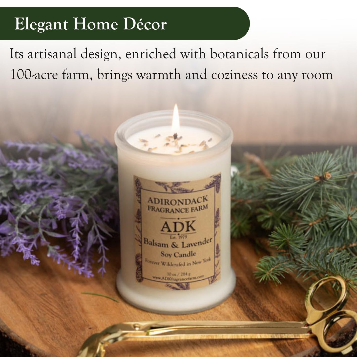 ADK Balsam & Lavender Scented Candle, 4.5 Oz Aromatherapy Candle, Proudly Poured in The USA, Natural Wax for Relaxation and Home Décor, for Gift, Kitchen, and Living Spaces