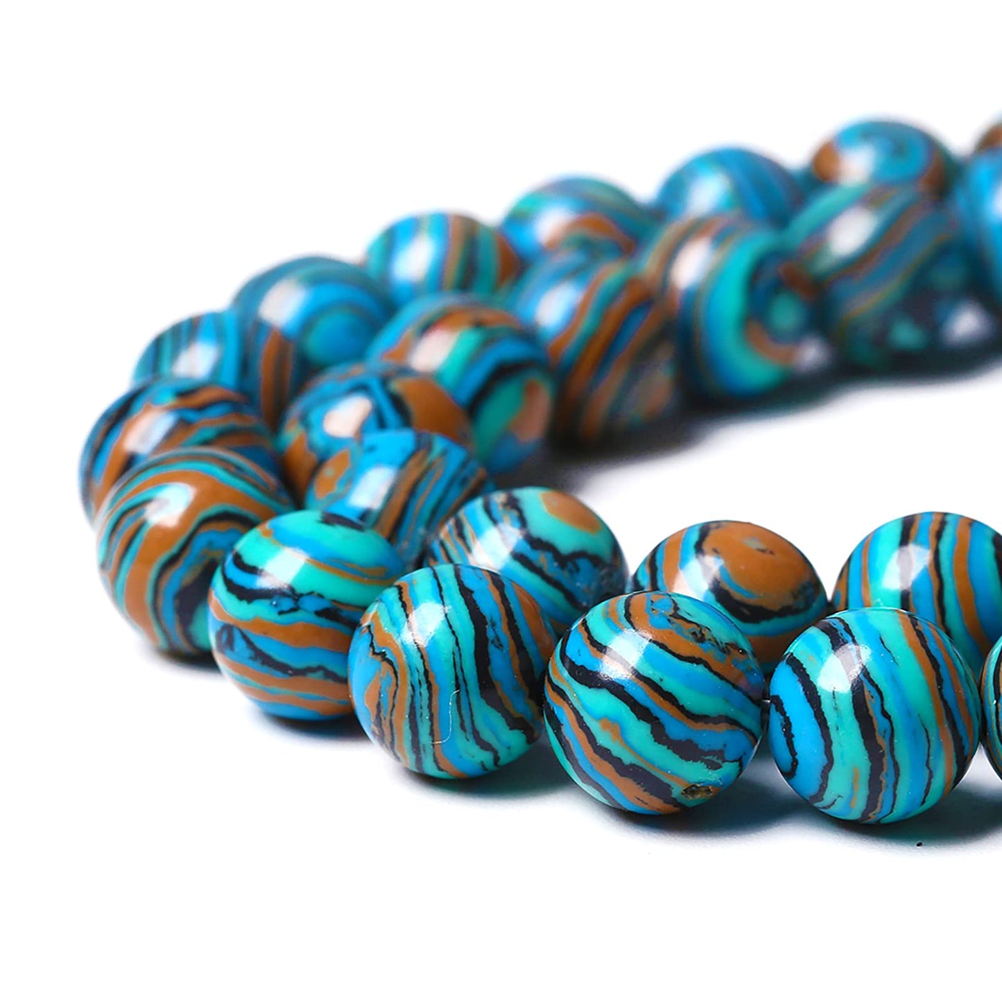 48PCS 8mm Natural Blue Malachite Stone Beads Round Loose Gemstone Beads for Jewelry Making DIY Bracelet Necklace 15 Inch,Energy Stone Healing Power