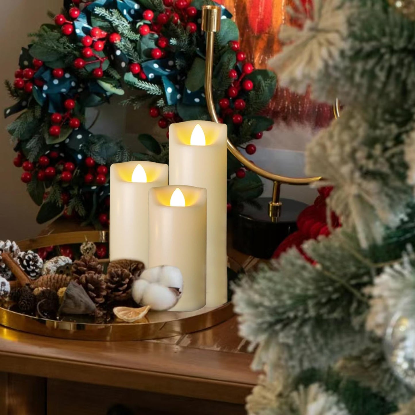 4 Pack Battery Operated Candles 2"x4""/5""/6""/7"" Plastic Flickering LED Flameless Candles with Timer Outdoor Waterproof Wedding Party Halloween Christmas Decoration Realistic Slim Tall Pillar Candles"
