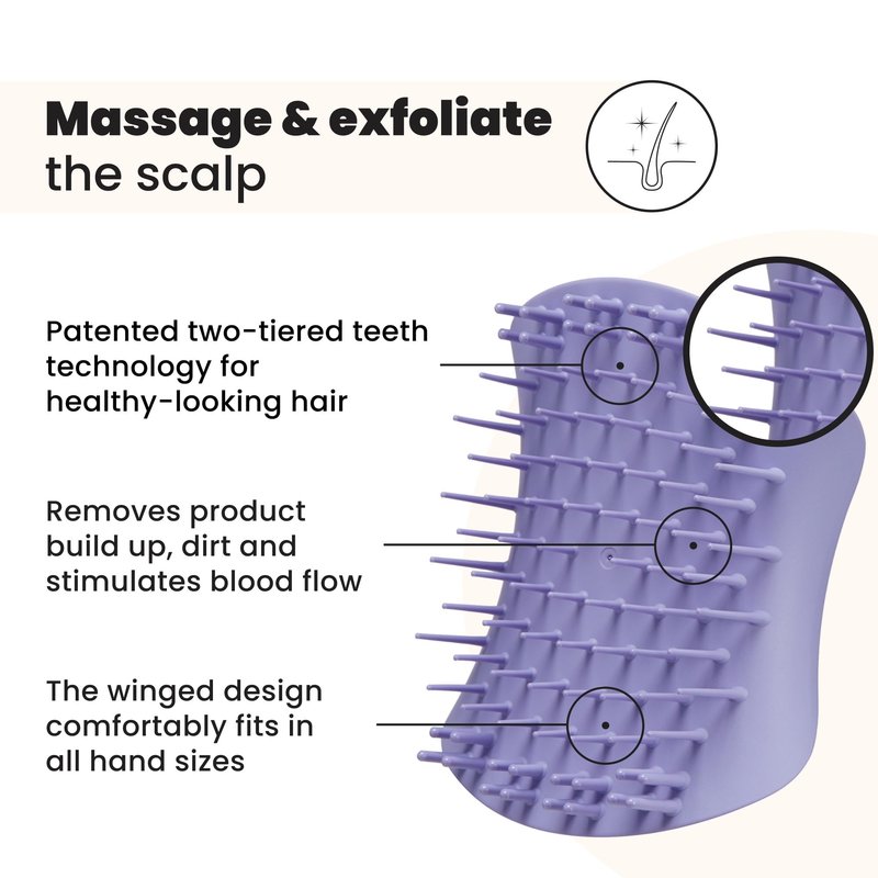 Tangle Teezer Scalp & Shampoo Hairbrush, to Exfoliate, Massage, and Cleanse, for All Hair Types, Lavender Lite Purple
