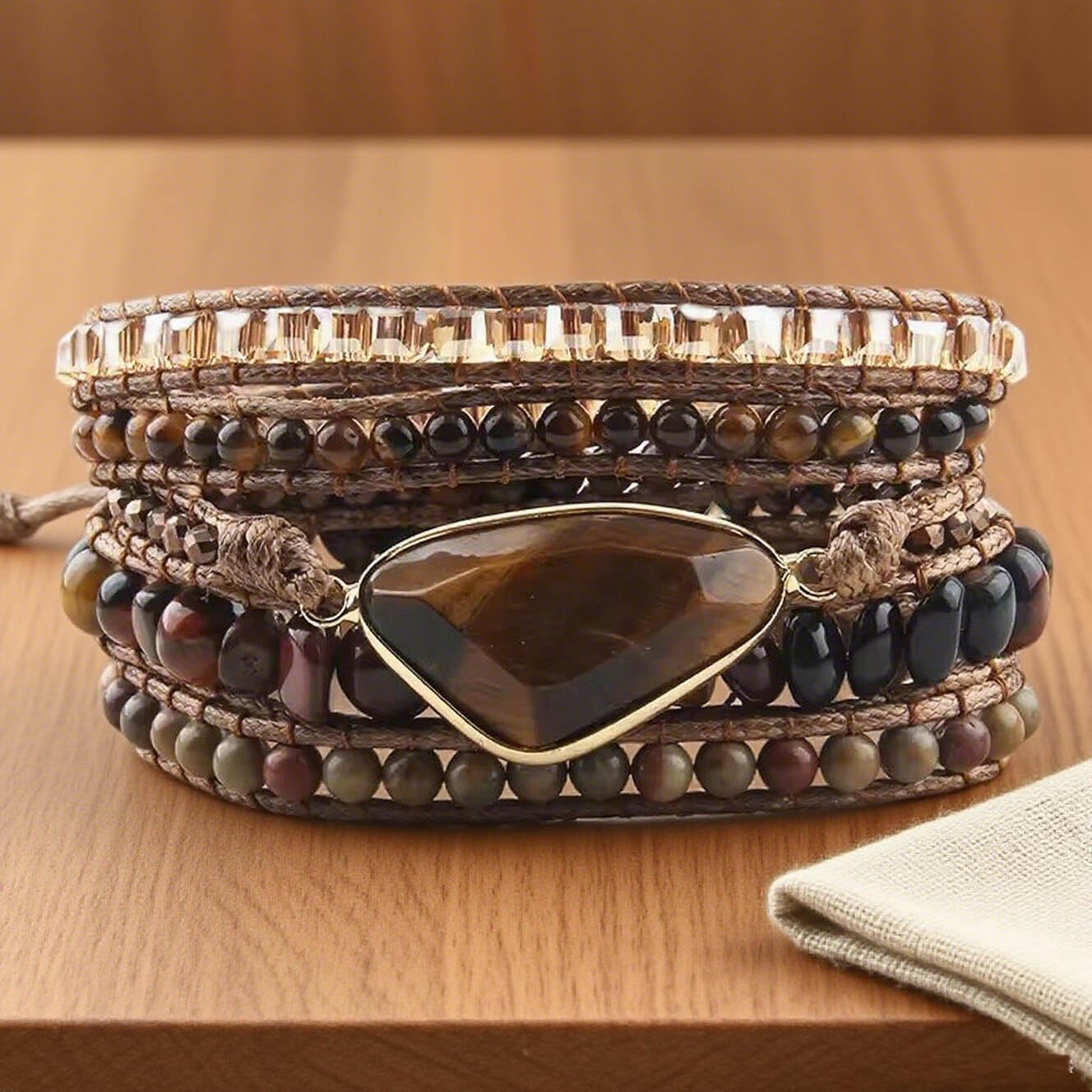 ZOSOJONA Boho Wrap Bracelet for Women, Handmade Natural Imperial Jasper Multi-Layer Stone Beaded Bracelet, Bohemian Healing Crystal Stone Jewelry Gifts