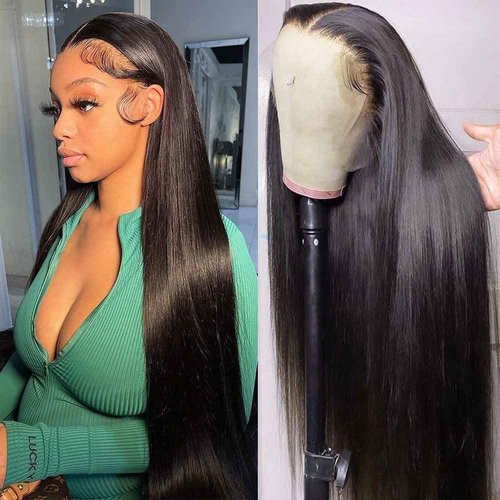 13x4 Straight Lace Front Wigs Human Hair 200% Density Hd Transparent 26 Inch Straight Frontal Wig for Women Glueless Straight Wigs Pre Plucked with Baby Hair Bone Straight Black Wig Brazilian Hair