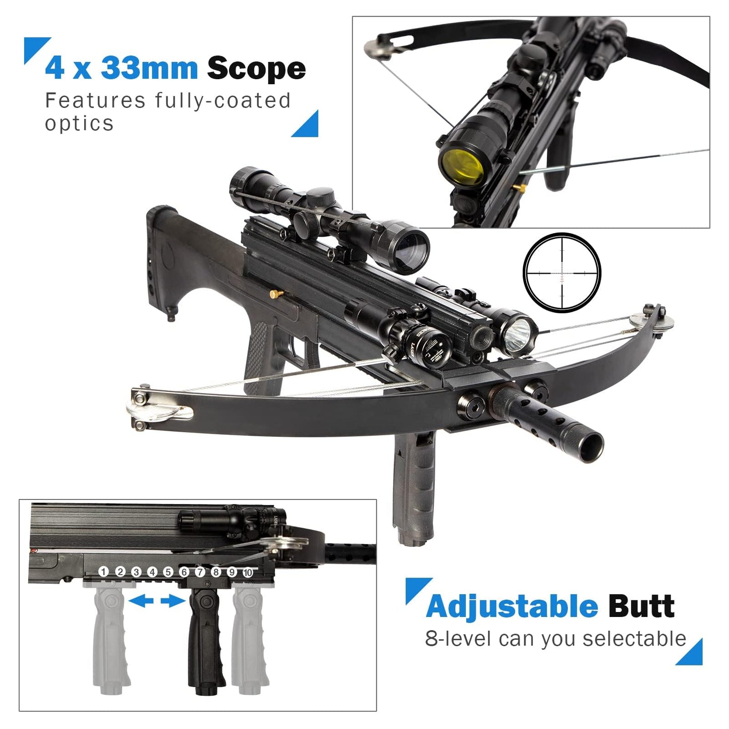 XGeek Hunting Crossbow, 100 Lbs Draw Weight, 240 FPS, Complete Set for Hunting and Fishing