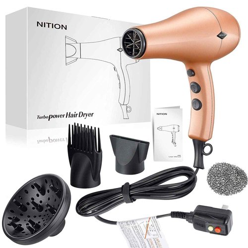 NITION Pro Salon Hair Flat Iron Styling Tool Hair Straightener and Hair Dryer with Diffuser/Comb Set
