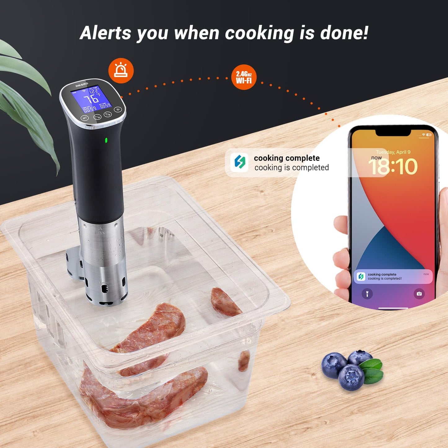 Inkbird WIFI Sous Vide Cooker ISV-300W, 1000 Watts Sous-Vide Machine with 14 Preset Recipes, 3D Fast-Heating Thermal Immersion Circulator with Timer for Father (ISV-300W)