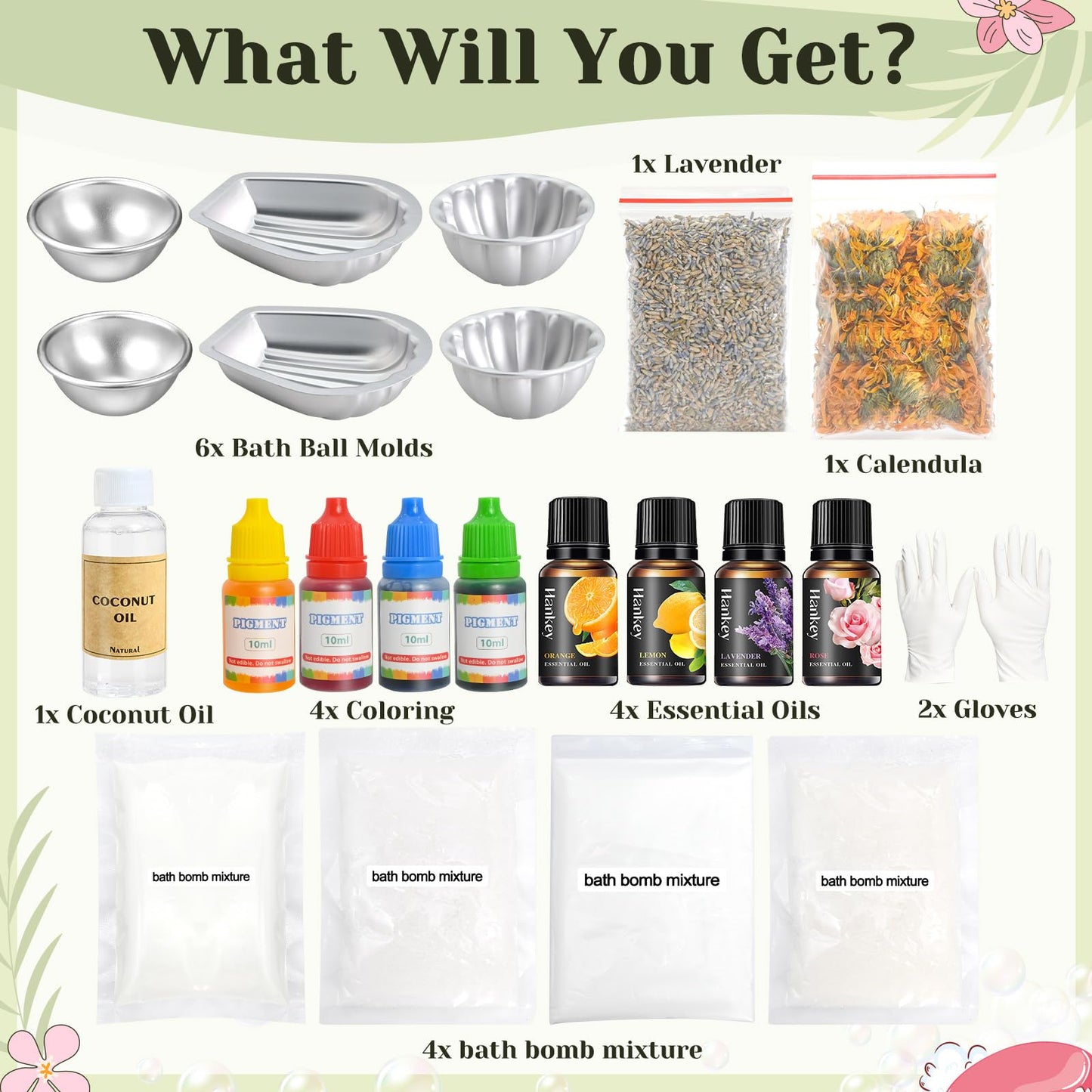 JUYRLE Bath Bomb Making Kit- 23Pcs DIY Bath Bombs for Women, Make Your Own SPA Products, Soap Making Kit with Stainless Steel Molds, Bath Foam, Bath & Bathing Shower Accessories Gifts for Girls Women