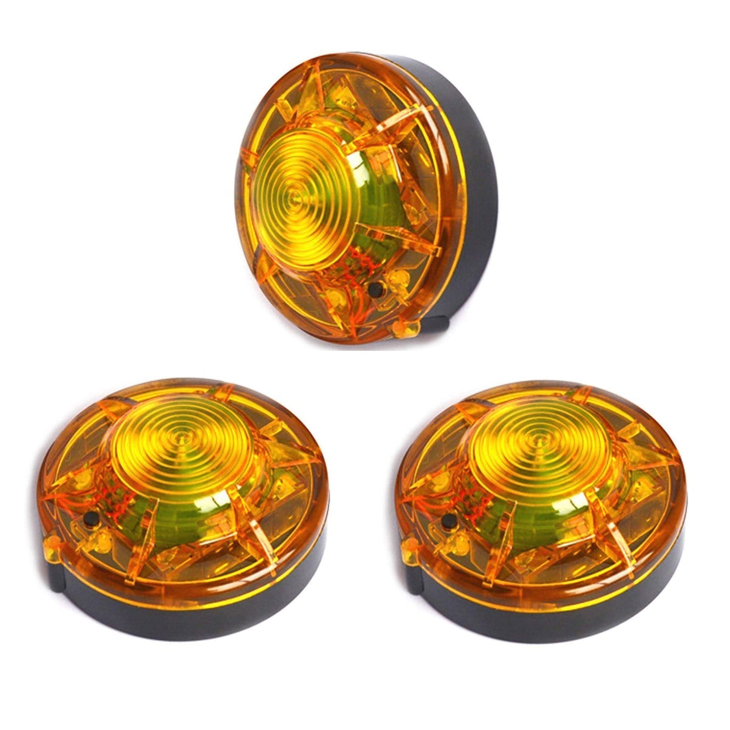 AHOUFHER 3 Pack LED Road Flares Roadside Flashing Emergency Lights Beacon with Magnetic Base for Vehicle and Outdoor Sports.(Yellow)