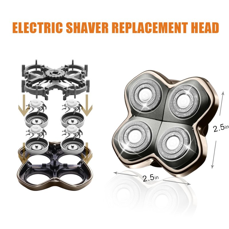 Replacement Blade Shaver PRO 4 Head for Electric Shaver Compatible with Skull Pitbull, Butterfly Kiss PRO & Palm Shavers (3Pack)