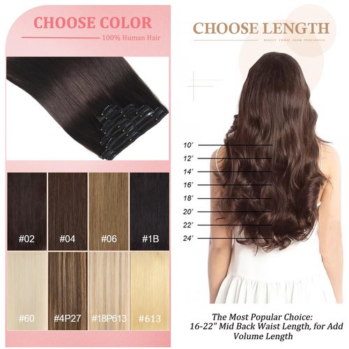 Clip in Hair Extensions Real Human Hair Clip in Extensions for Women Seamless Invisible Chestnut Brown Natural Remy 100% Human Clips ins Extension 8pcs Double Weft 20 inch 3.7oz/105g