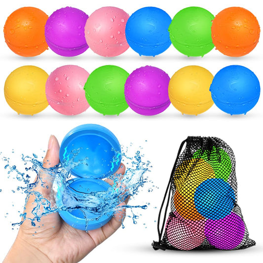 12Pcs Reusable Water Balloons, Pool Beach water Toys for Boys and Girls, Outdoor Summer Toys for Kids Ages 3-12
