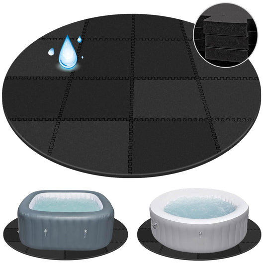 78 Inch Round Hot Tub Mat - Extra-Thick Interlocking Hot Tub Protective Pad Spa Pool Foam Insulation Mat Ground Base Flooring Protector for Portable Inflatable Hot Tub Accessories Outdoor Indoor