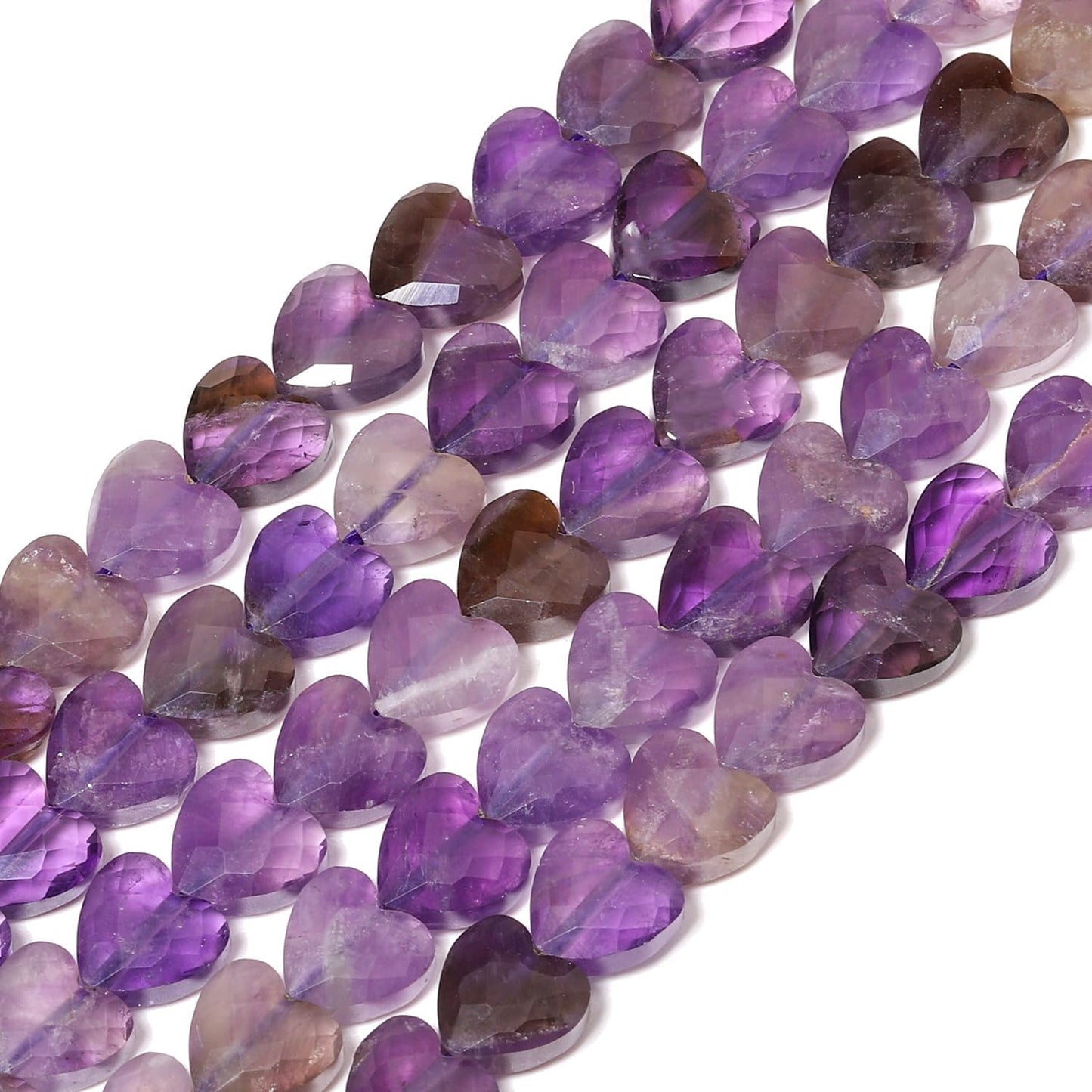 Nitopupu 22pcs Faceted Heart Stone Beads Natural Amethyst Bead 8mm Crystals and Healing Stones for Jewelry Making Supplies,Friendship Bracelet Kit,Love Gifts