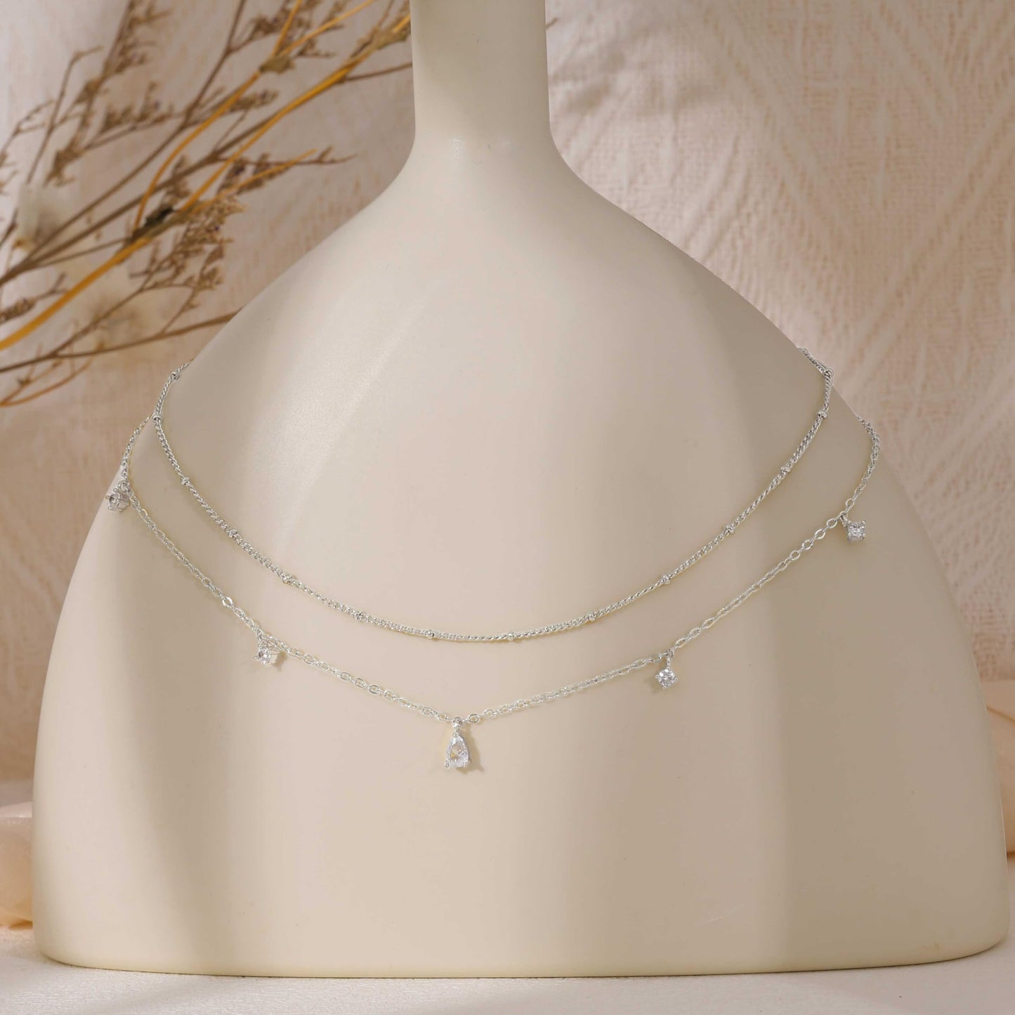 SELFROSE Silver Necklace For Women,Cute Chain Choker Necklaces Stack Dainty Silver Necklace Set Simple Charm Layered Pendant Necklaces For Women Trendy Womens Jewelry Set Fashion Accessories