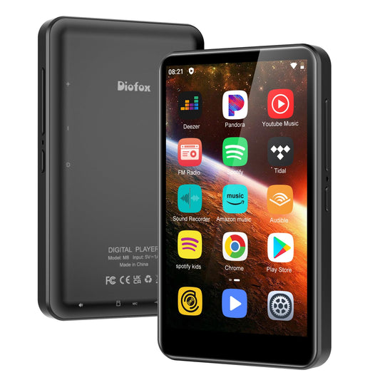 80GB MP3 Player with Bluetooth and WiFi, 4-inch Touch Screen mp3 Players with Bluetooth ， with Spotify, SpotifyKids, Audible, Andora, Amazon Player, MP4&MP3 Player up to 1TB (Black) (Black)