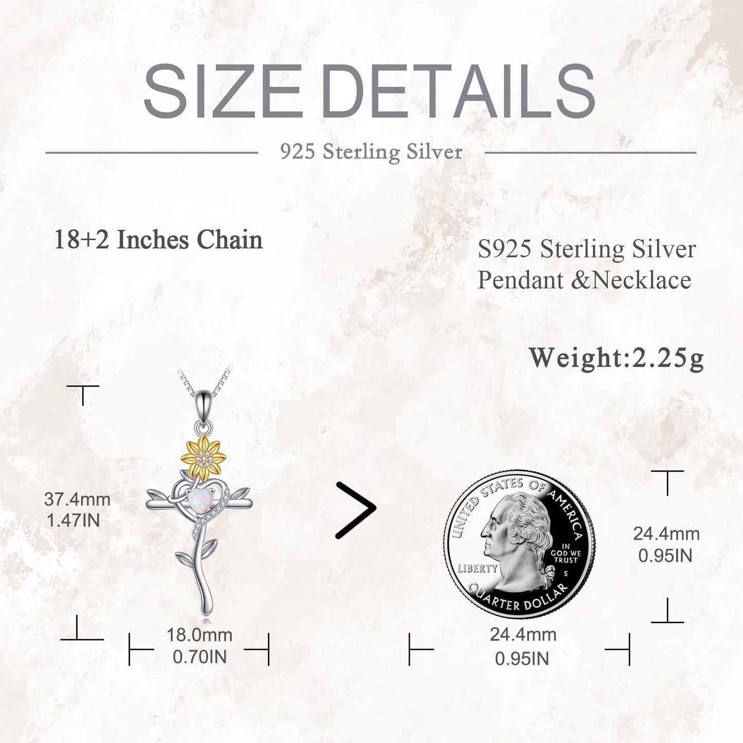 POPLYKE Cross Necklace for Women Personalized customization Sunflower Cross Necklace 925 Sterling Silver Opal Pendant Religious Jewelry Sunflower Gift for Her