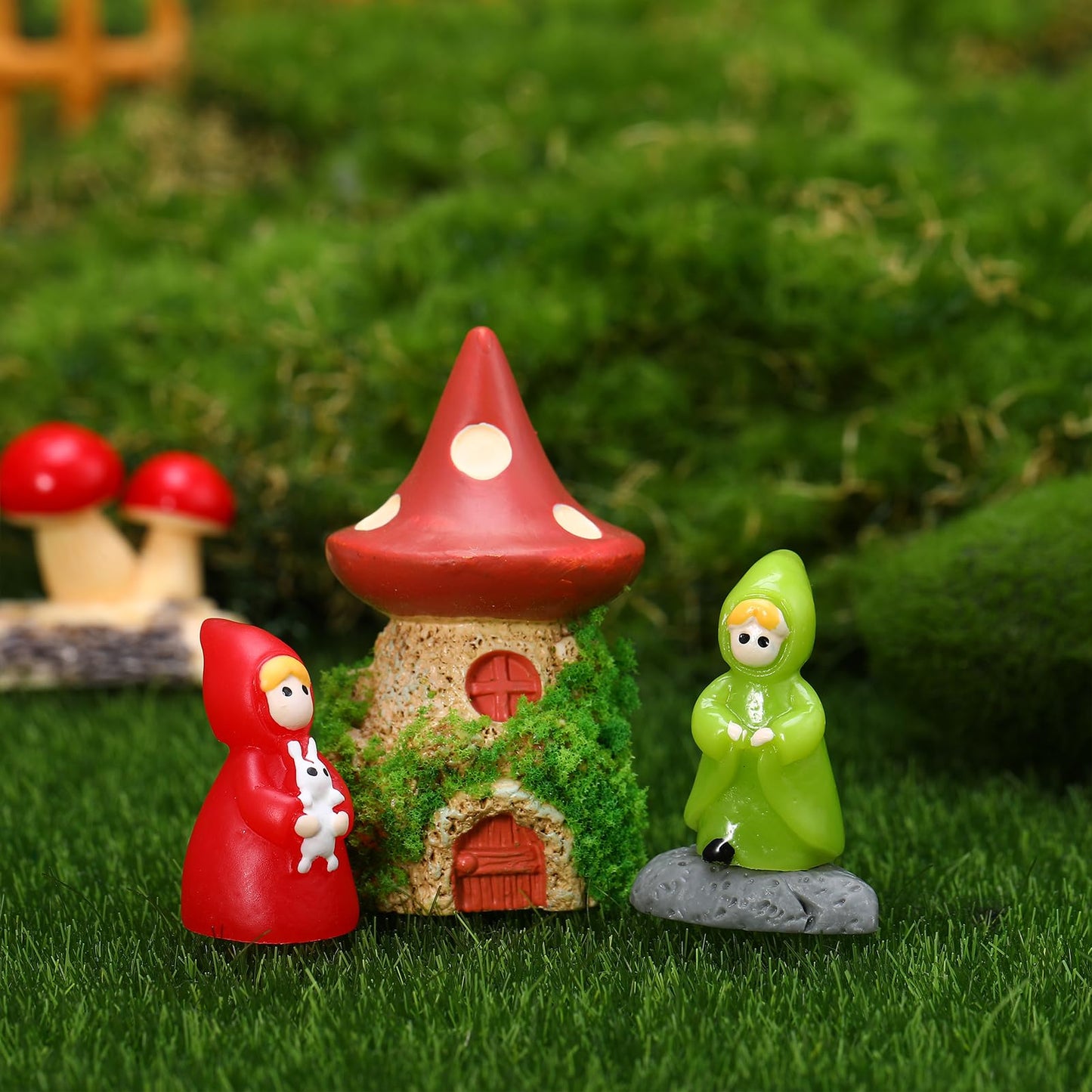 GGSTDDUP Fairy Garden Accessories, Miniature Garden Ornaments Included Mini Fairy Figures Tiny Gnome Figurines Enchanted Tiny House Set for DIY Landscape Potted Plants Dollhouse Desk Decor