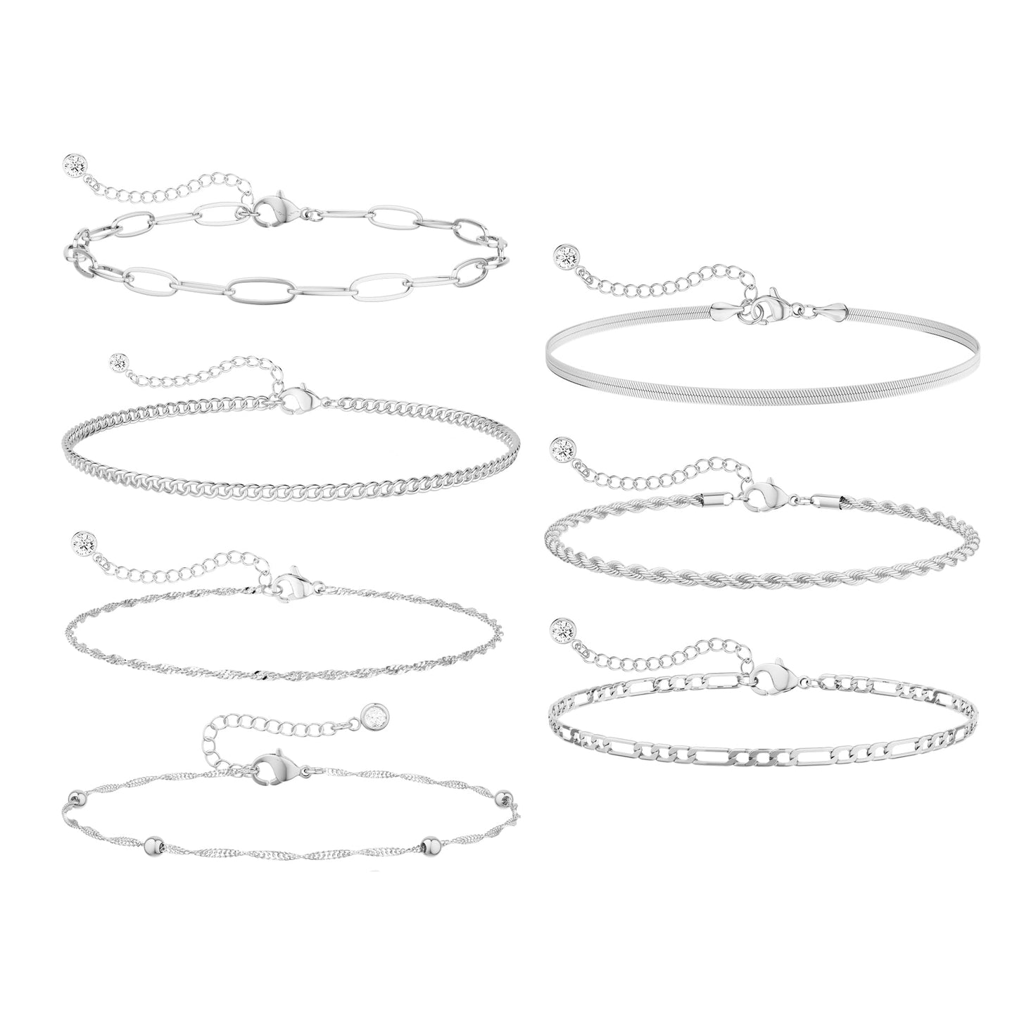 Tewiky Waterproof Gold Bracelets for Women Non Tarnish - Dainty Stack 14K Gold Plated/Sterling Silver Chain Bracelets Set Adjustable Trendy Jewelry for Women