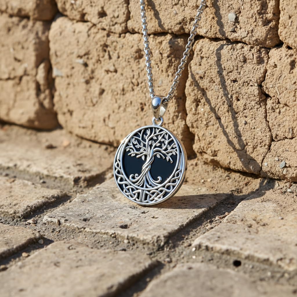 ONEFINITY Tree of Life Necklace for Women Black Onyx Tree of Life Pendant Celtic Knot Jewelry Gifts for Men