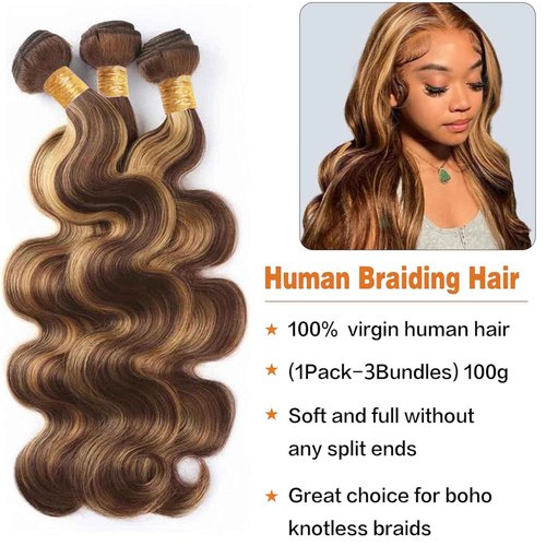 Fabimiya Water Wave P4/27 Human Hair Bundles 26 28 30 Inch Unprocessed Brazilian Virgin Hair Bundles P4/27 Human Hair Quick 11A Weave Hair Extension