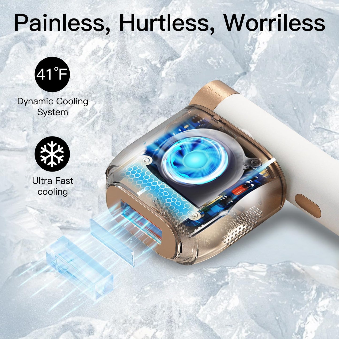 Laser Hair Removal, BoSidin IPL Hair Removal with Painless Ice-Cooling, 2-in-1 Face SR Rejuvenation, 6+1 Modes, 6 Levels Hair Removal for Women Permanent, Laser Hair Removal Kit with Shaver, Goggles