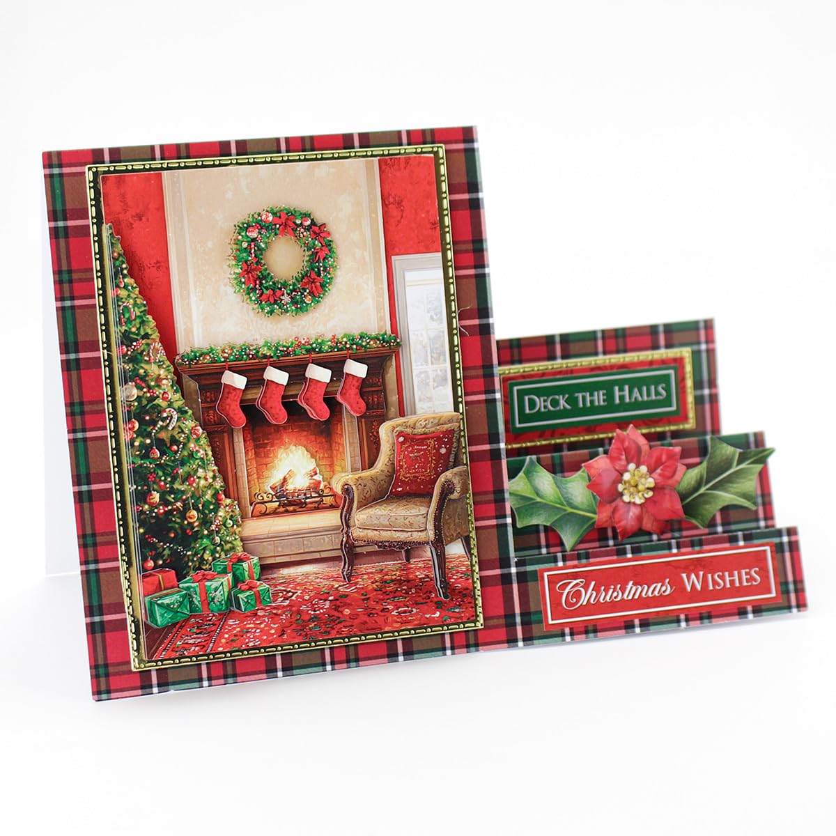 Katy Sue Deck The Halls Die-Cut Decoupage Pack. 12 Pre-Cut Die-Cut Decoupage Sheets for Christmas Card Making Supplies & Card Toppers Featuring Christmas Stocking, Jingle Bells & Holiday Scenes