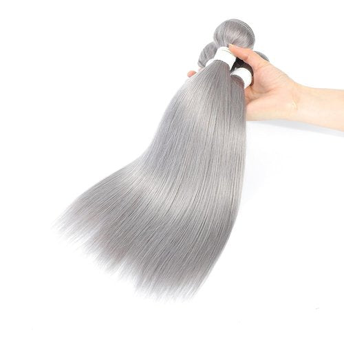 Condescension Brazilian Human Hair Bundles Sliver Grey 20 22 24 Inch Kinky Yaki Wave 3 Bundles Human Hair 100% Unprocessed Remy Brazilian Virgin Weave Hair Grey for Women