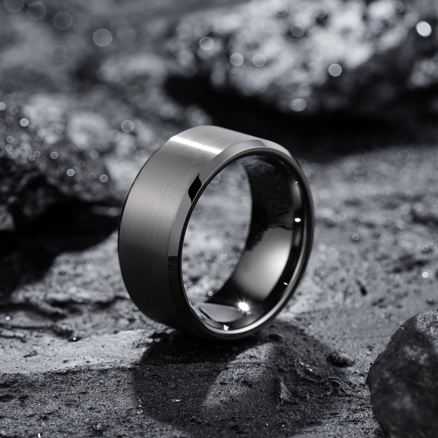 King Will 10mm Tungsten Wedding Band for Men - Gunmetal, Comfort Fit, Size 10