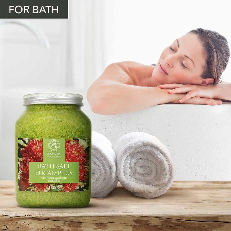 Sea Salt Eucalyptus with Natural Eucalyptus Essential Oil 46 Oz - Eucaliptus Bath Salts - Best for Good Sleep - Stress Relief - Beauty - Relaxing - Bathing - Body Care