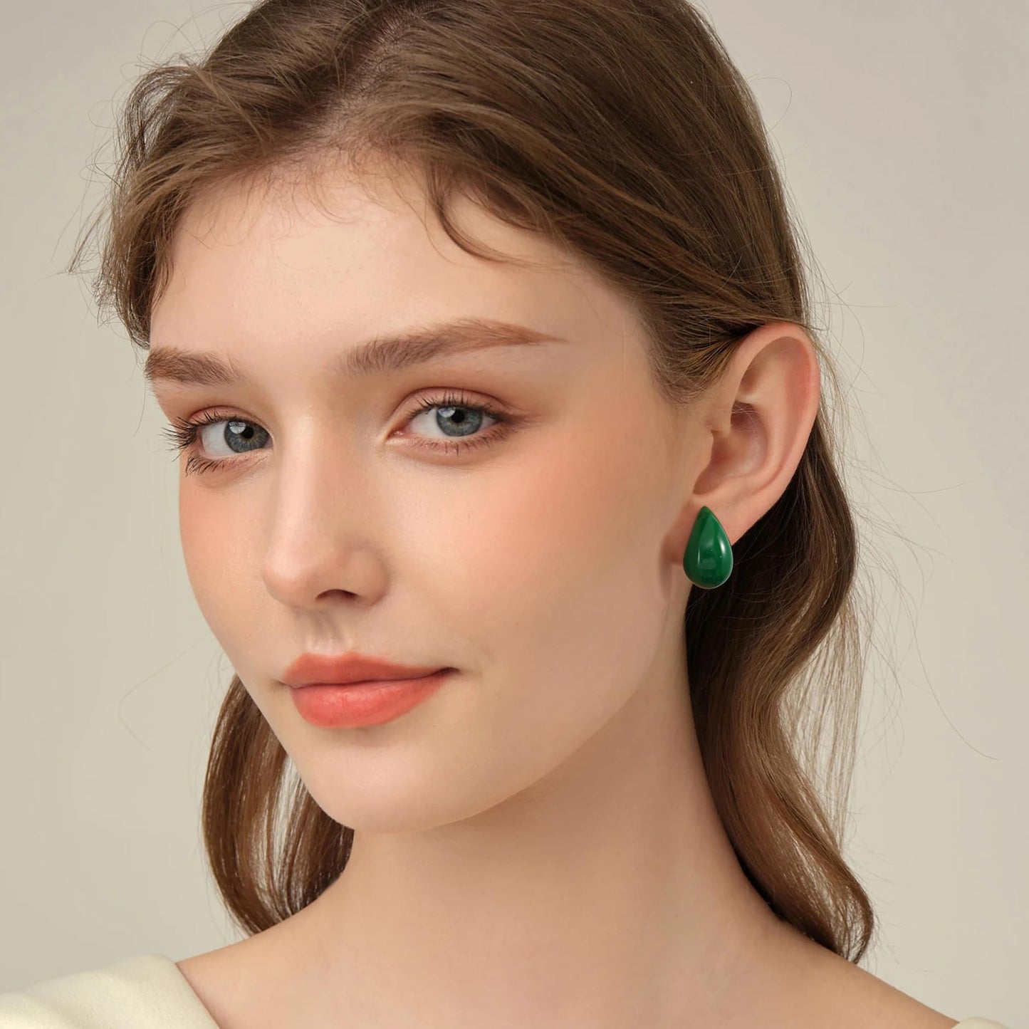 Gacimy Green Teardrop Earrings Dupes for Women, Chunky Drop Earrings for Women with 925 Sterling Silver Post, 0.7 Inches Green