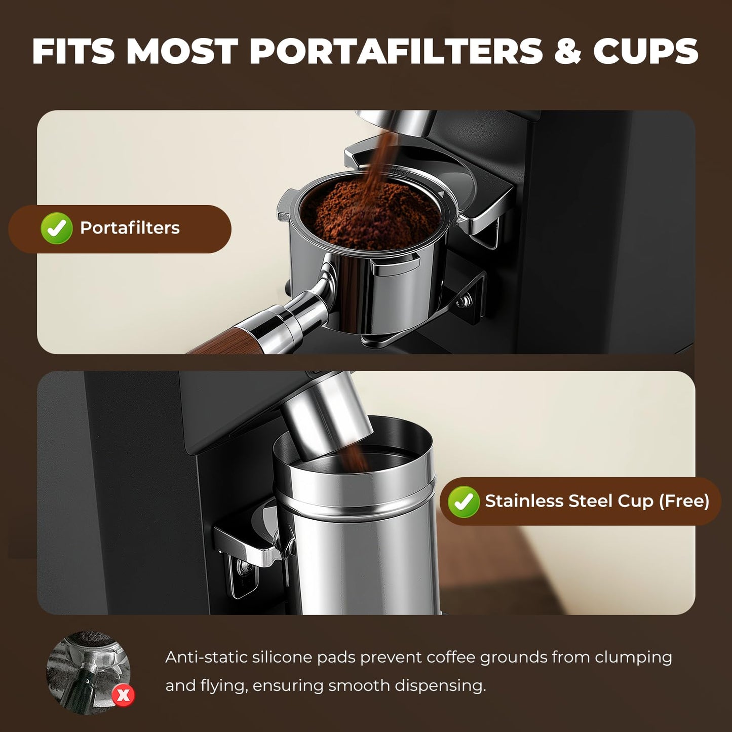 Flyseago Electric Coffee Grinder Commercial, Stainless Steel Flat Burr, Touch Screen with 19 Adjustable Settings, 28oz Large Hopper for Espresso, Black