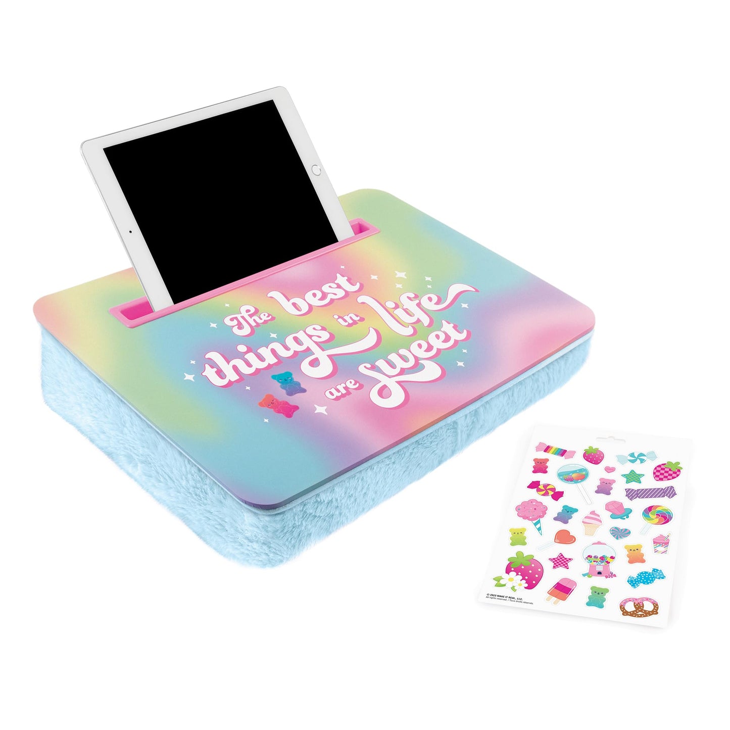 3C4G: Life is Sweet Lap Desk & Sticker Set - Customize with Scrawberry Scented Stickers, Portable Pillow Desk for Kids, Versatile Media Slot, Ages 6+