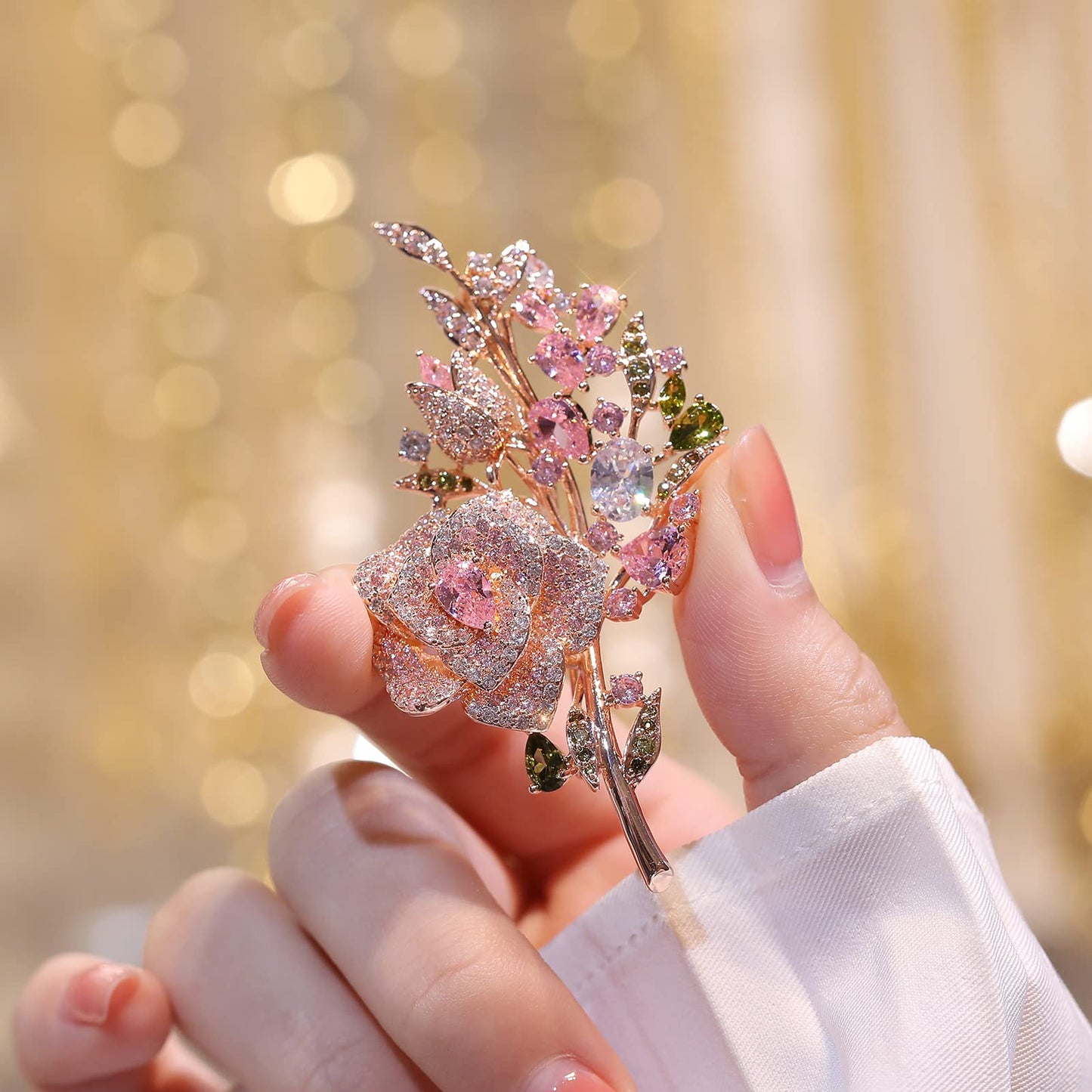 AILONMEI Elegant Pearl Flower Designer Brooch Pins Broches Costume Jewelry For Women Fashion Christmas Gift (Pink Rose)