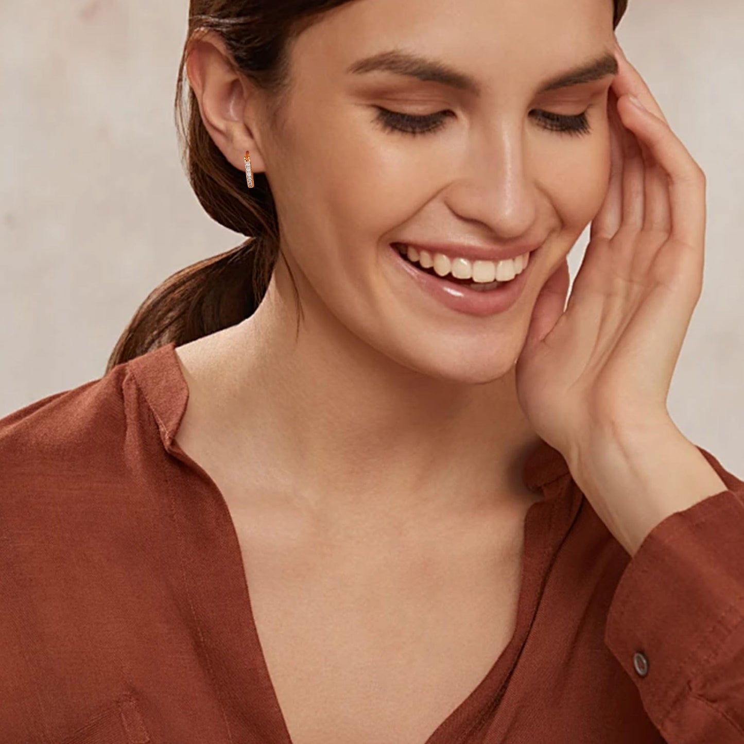 Gacimy Rose Gold Hoop Earrings for Women, 15mm Cubic Zirconia Rose Gold Hoop Earrings, 14k Rose Gold Plated Hoop with 925 Sterling Silver Post