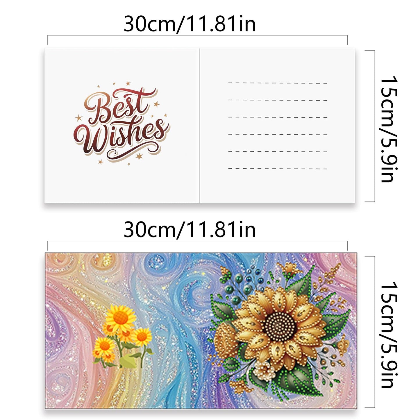 Diamond Art Painting Greeting Cards, 12 Packs Sunflower Basket DIY Crystals Gem Art Kit with Envelopes, Diamond Dots Card Making Set for Birthday, Wedding, Party, Heartfelt Occasions & Beginner Gift