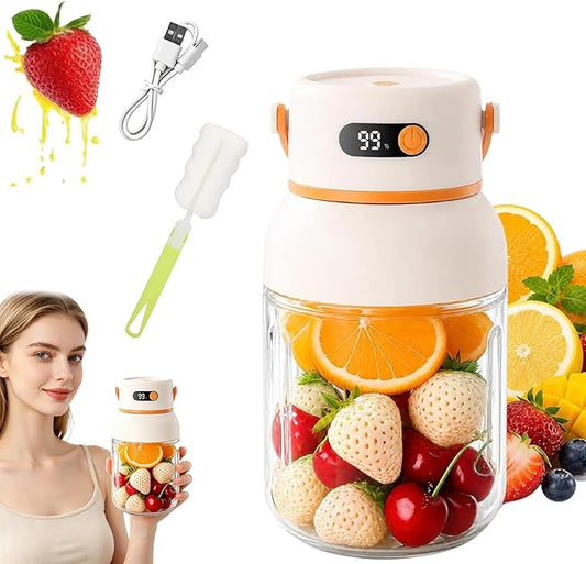 Portable Electric Juicer Cup with Zero Cord Hassle, USB-C Rechargeable Electric Blender with 18000 RPM Motor,36-blade head can break ice, Multifunctional fresh Juice Blender
