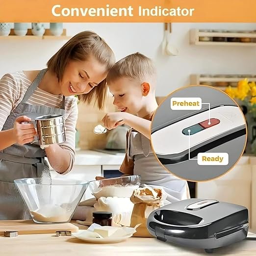 Waffle Maker 6 in 1, Walnut Cookie Maker, Panini Press Grill and Sandwich Maker, Donut Maker with Removable Non-Stick Plate