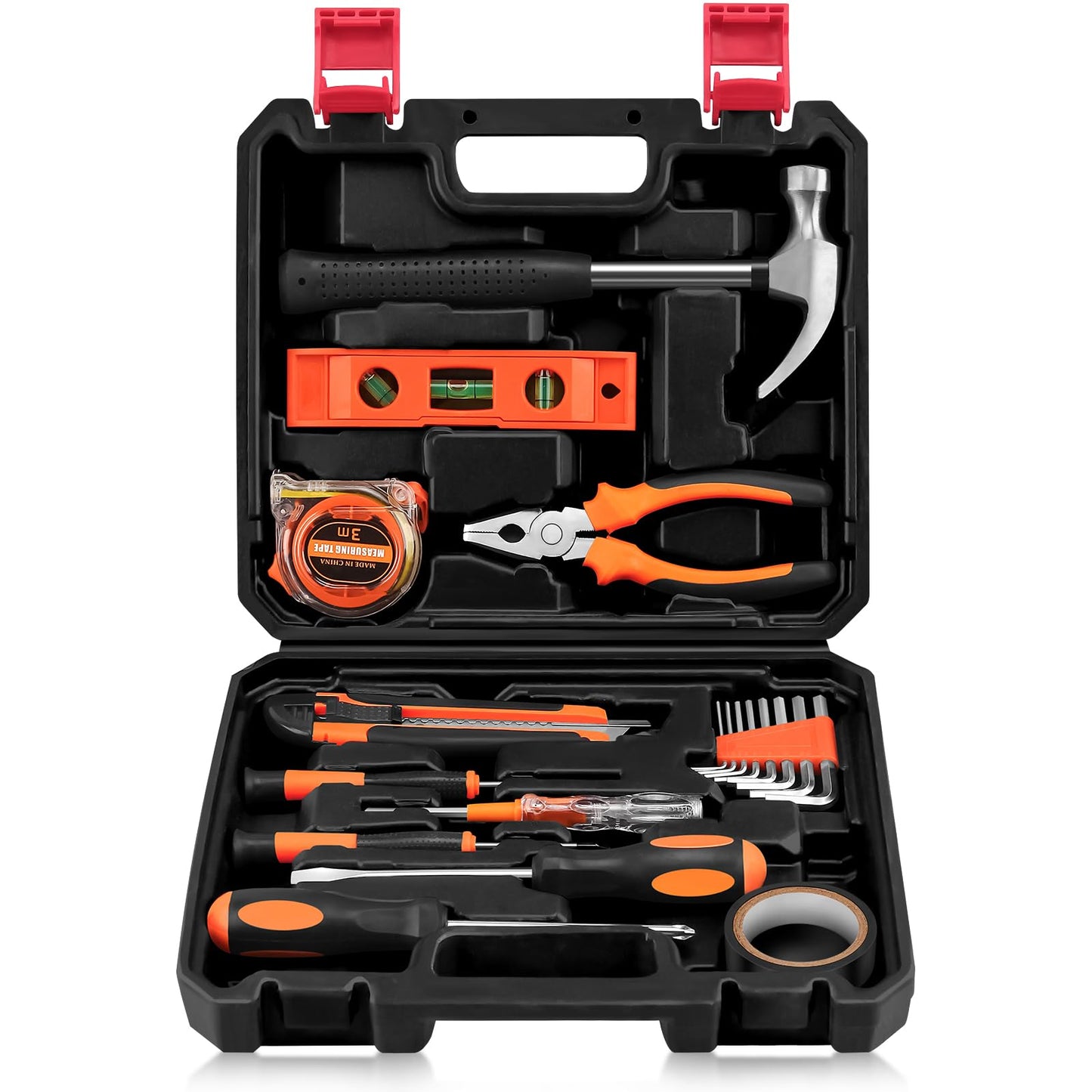 19pcs Household DIY Tool Set, Basic Tools for Home, Office, Dorm, General Hand Kit with Storage Case
