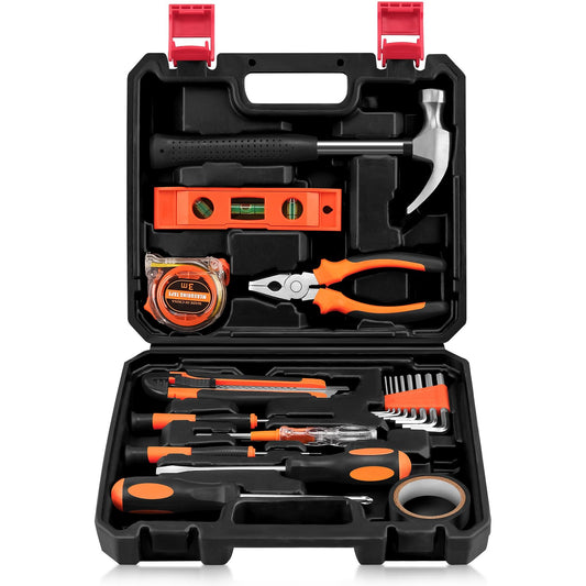 19pcs Household DIY Tool Set, Basic Tools for Home, Office, Dorm, General Hand Kit with Storage Case