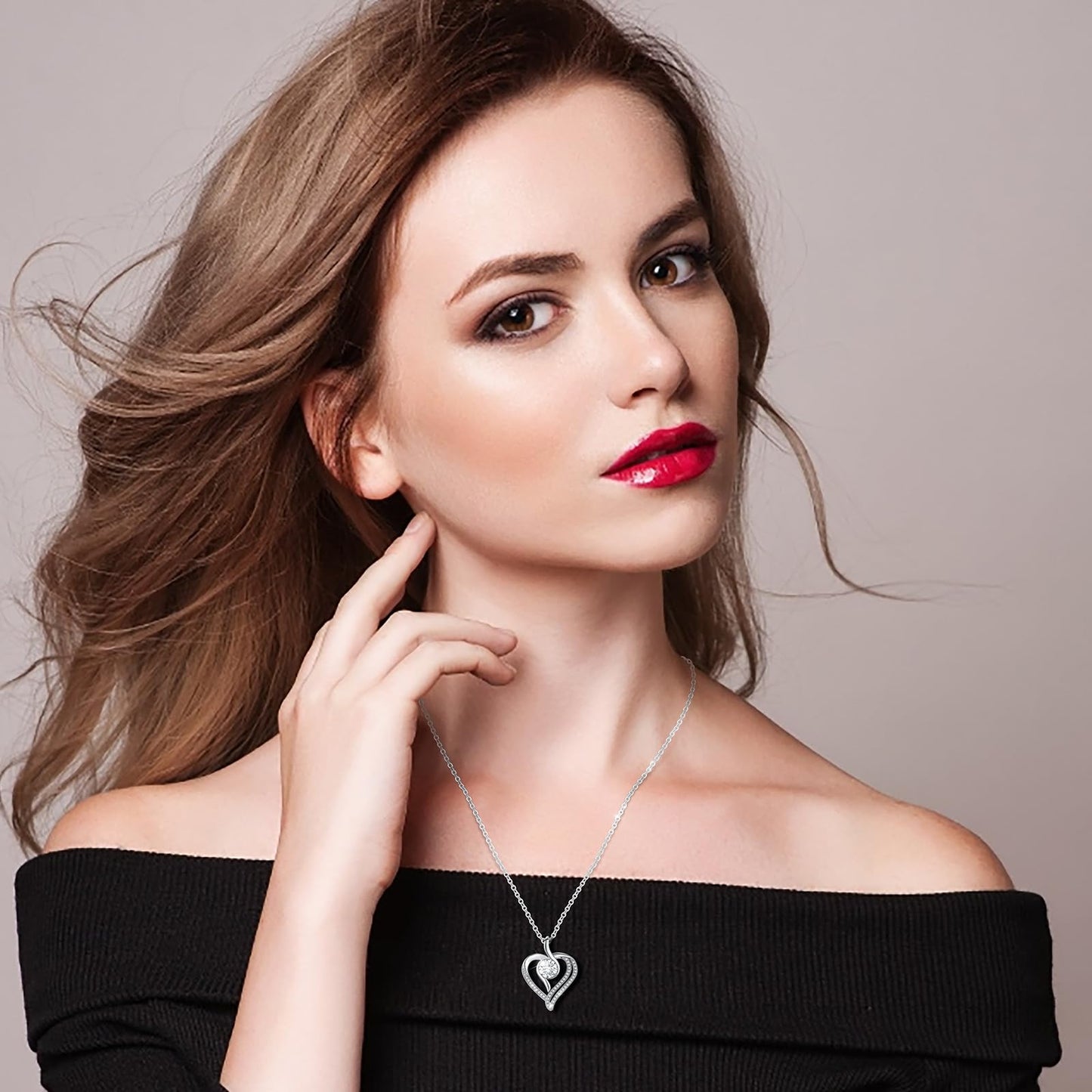1 Carat Moissanite Necklace 925 Sterling Silver Jewelry 5A Cubic Zirconia Heart Pendant Necklace Gifts for Mom Women Girlfriend Grandma Her Wedding Birthday Anniversary Engagement Valentine's Day