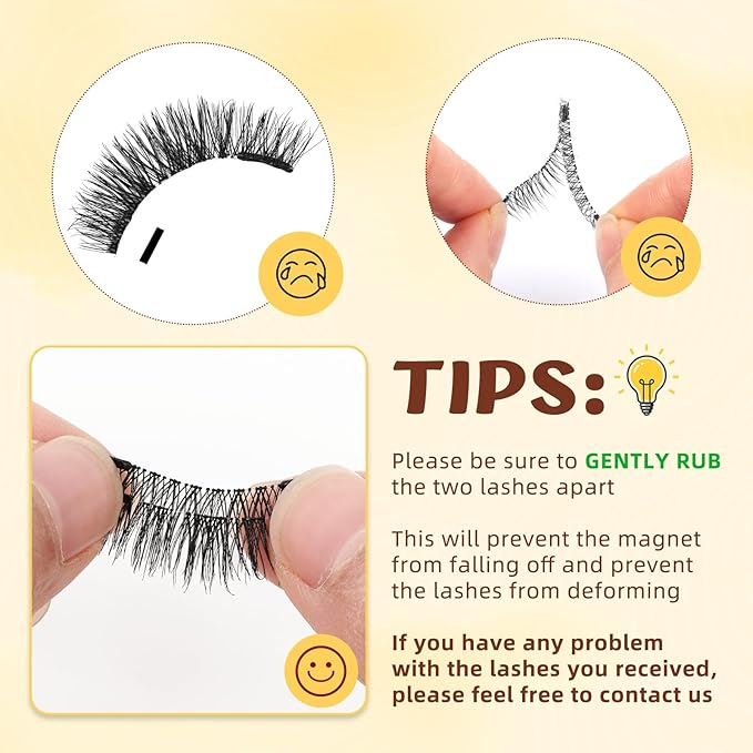 QUEWEL 2 Pairs Magnetic Eyelashes with Applicator Reusable No Glue Needed Magnetic Lashes Cat Eye Natural Look Lashes Kit Easy to Wear and Remove(NZH A+B01)