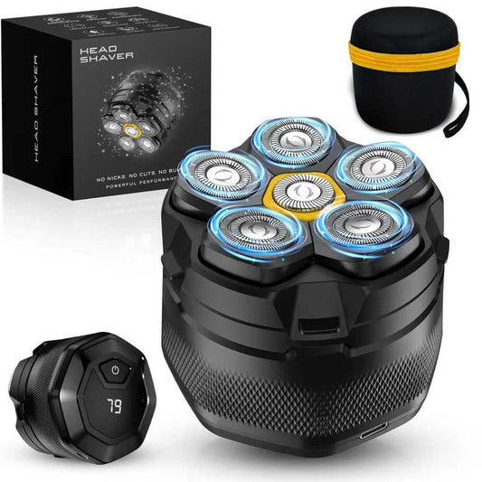 GLLAVA Head Shaver for Bald Men, 10,000 RPM High-Speed Electric Razor, Innovative 6D Magnetic Floating Heads, IPX8 Waterproof Wet/Dry Shaving Kit with LED Display & EVA Travel Case
